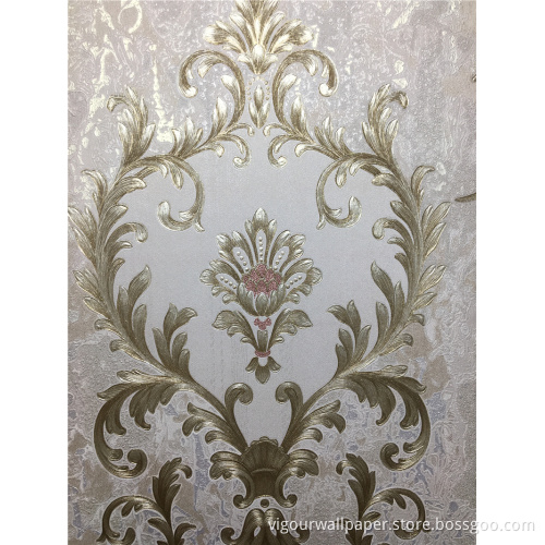Damask vinyl PVC wallpaper for interior home decoration